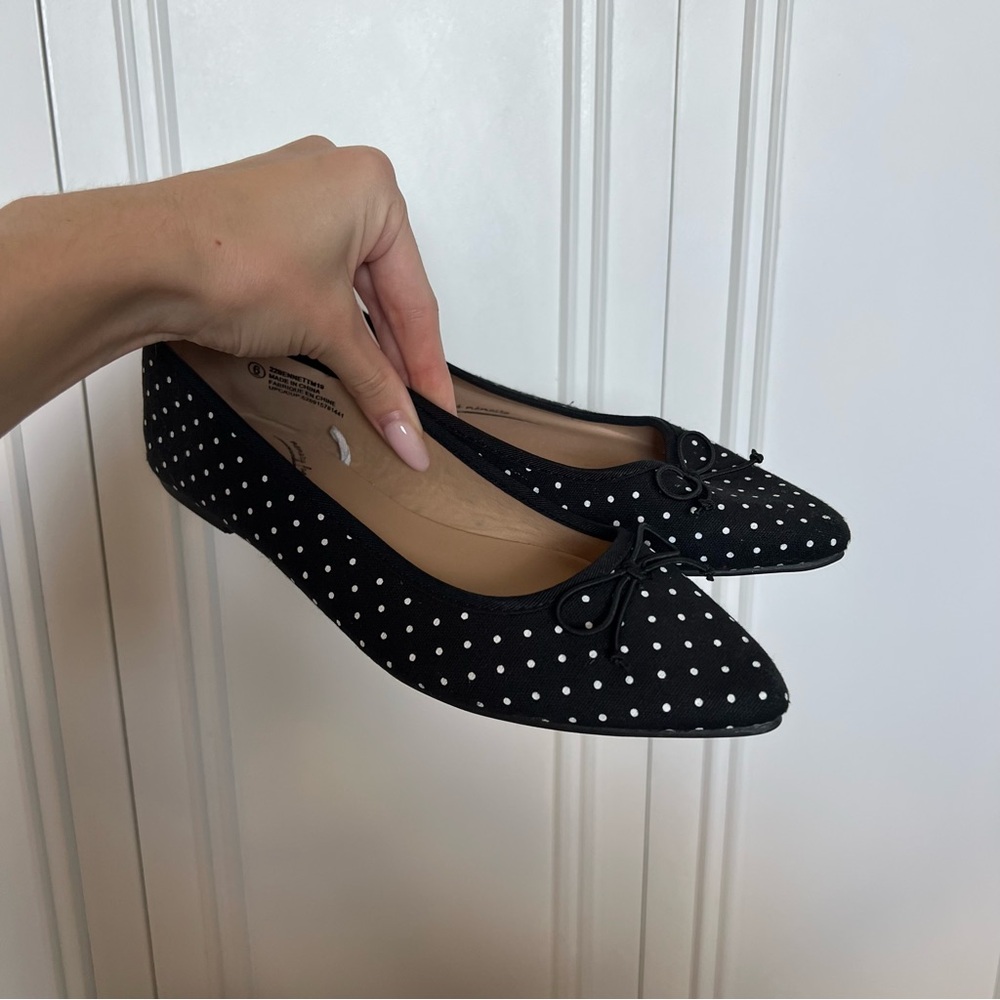 George Black and White Polka Dot Flats